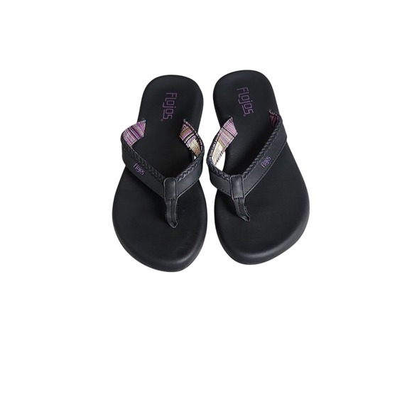 FLOJOS Women's Maddy Memory Foam BLACK Flip Flop Sandals Women's size 7 - Picture 2 of 5